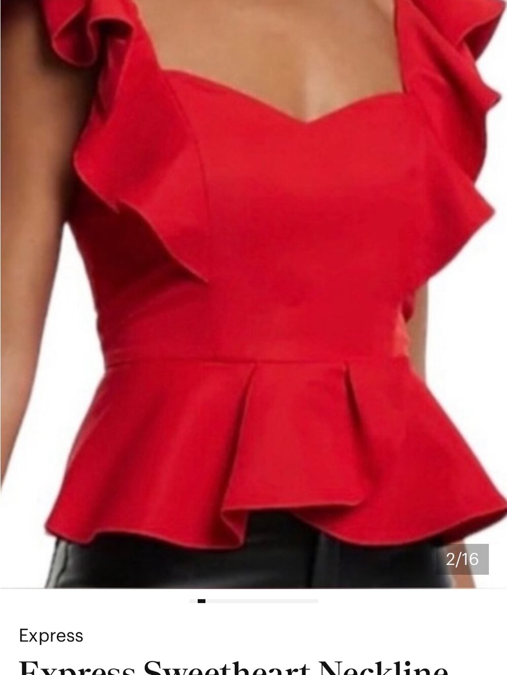 Express Red Sweetheart Peplum Camisole with Ruffle Straps